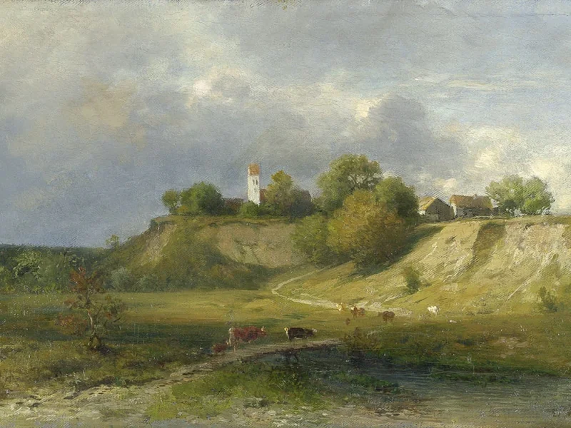 1830-Ludwig Gebhardt - Vista di Oberföhring sull'Isar